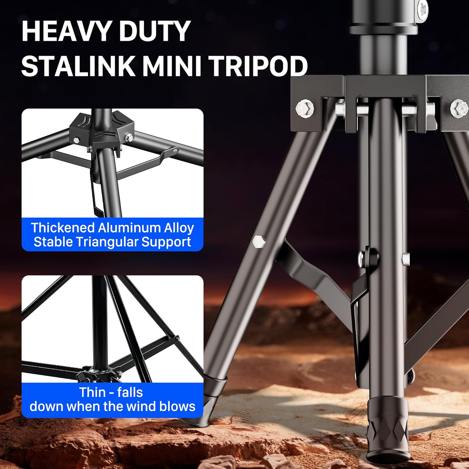 2025 New Version Starlink Mini Tripod Stand, Includes 2024 Starlink Mini Adapter and 2025 Adapter
