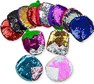 Vileafy Mermaid Party Favors Wallet for Girls 4-8 Years Old, 12 Mermaid Sequin Coin Purses- Little Mermaid Party Gifts for Girls and Boys