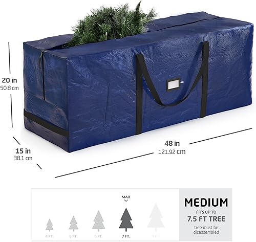 Miniatura 6 de Zober Bolsa de almacenamiento para árbol de Navidad – Se adapta a árboles artificiales de 7.5 pies – Bolsa de plástico impermeable para árbol