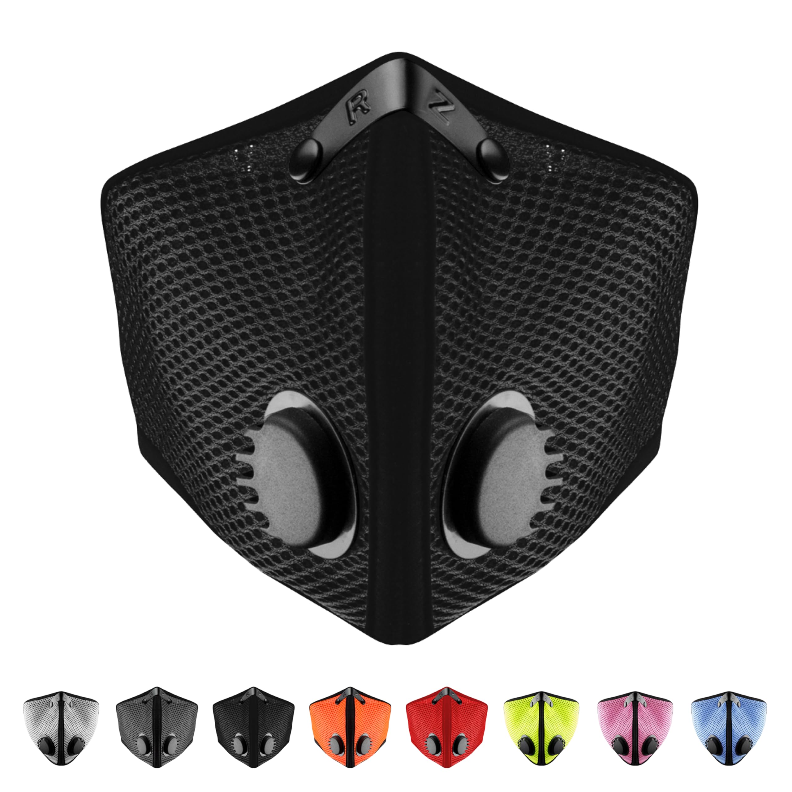 RZ MaskM2 Mesh Air Filtration Face Protection Dust Mask with 99.9% Effective Carbon Filters for Woodworking, Construction, Large, Black