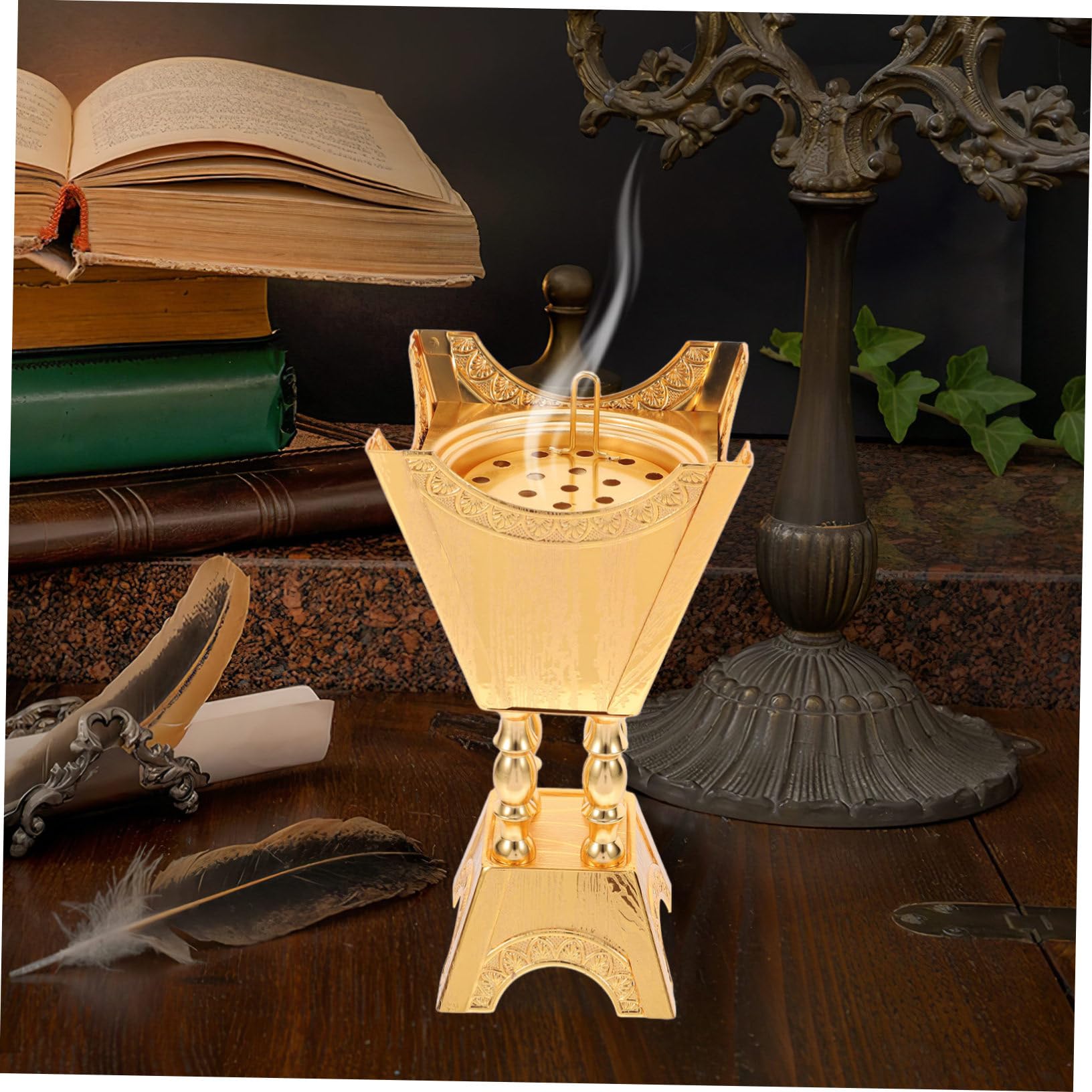 ULTECHNOVO Weihrauch Arabisch Räuchergefäß mit Elegantem Design aus Zinklegierung Aromatherapie Brenner für Meditation und Spa für Büro und Zuhause
