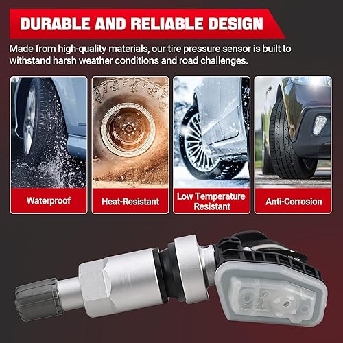 Miniatura 5 de Paquete de 4 sensores TPMS preprogramados, sistema de monitoreo de presión de neumáticos de 315 MHz compatible con Ford F-150 F150, Edge, Flex,