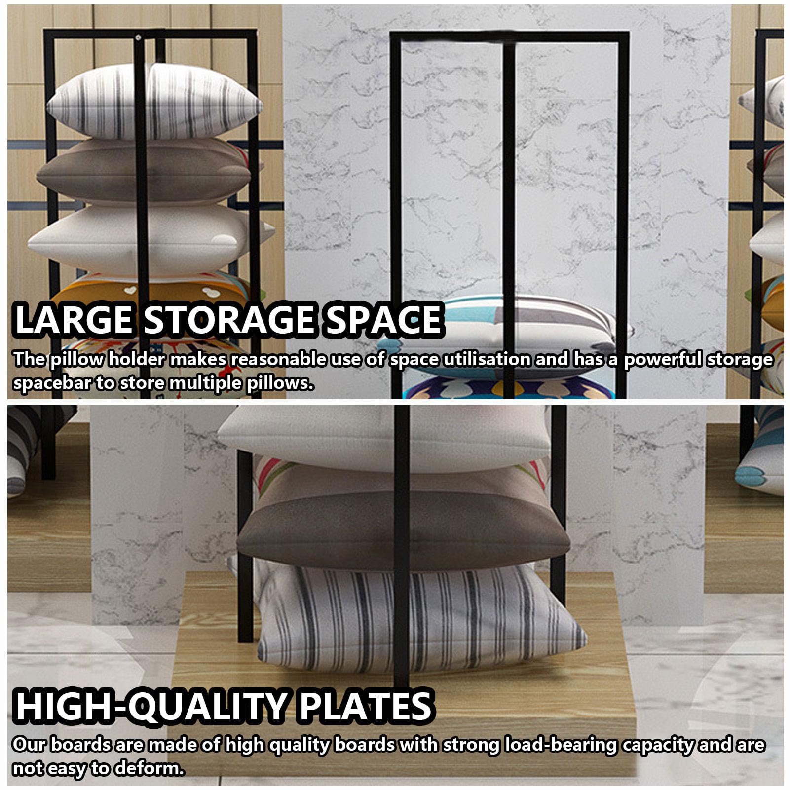 Estante vertical de almacenamiento de almohada, soporte de exhibición de gran capacidad con base estable para tienda minorista y organización del hogar
