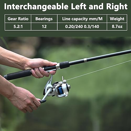 Miniatura 3 de Juego de caña de pescar de 6.9 pies, 2 piezas, caña de pescar telescópica y carrete combinado con alicates de pesca y agarre de labios, caña de