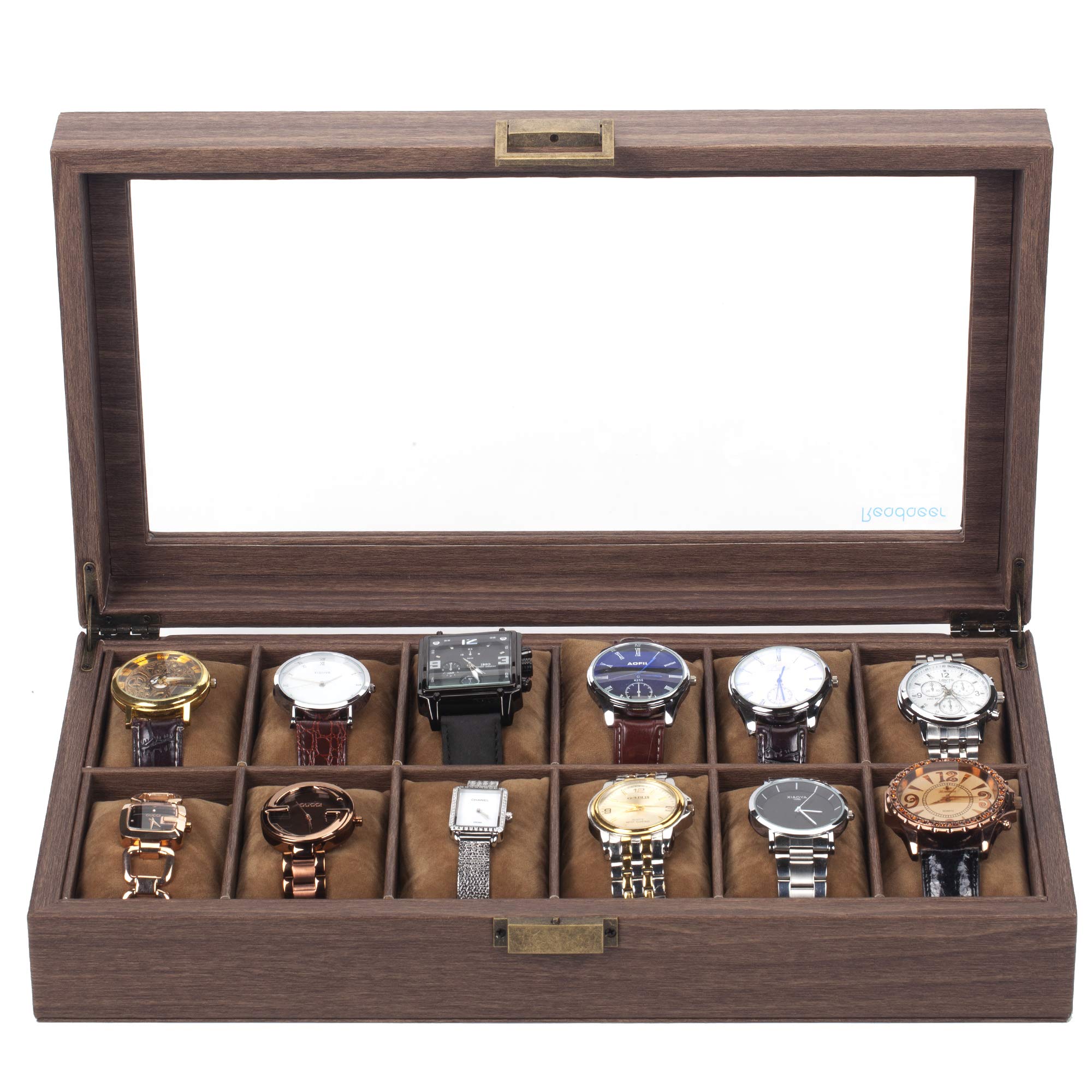 Uhrenaufbewahrungsbox | Uhrenschachtel | Uhrenschatulle | Uhrenbox | Watch Box aus Kunstleder mit Holzmuster
