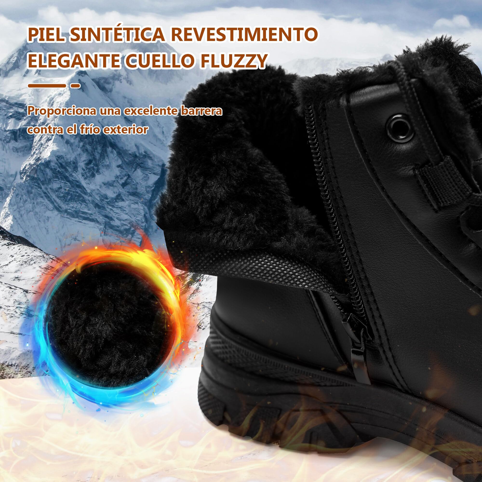 GLAMORA Botas de Nieve para Mujer, Botines de Invierno Impermeables con Forro de Pelo, Plataforma, Suela de Goma Antideslizante, Cremallera Lateral, Cordones y Suela Gruesa