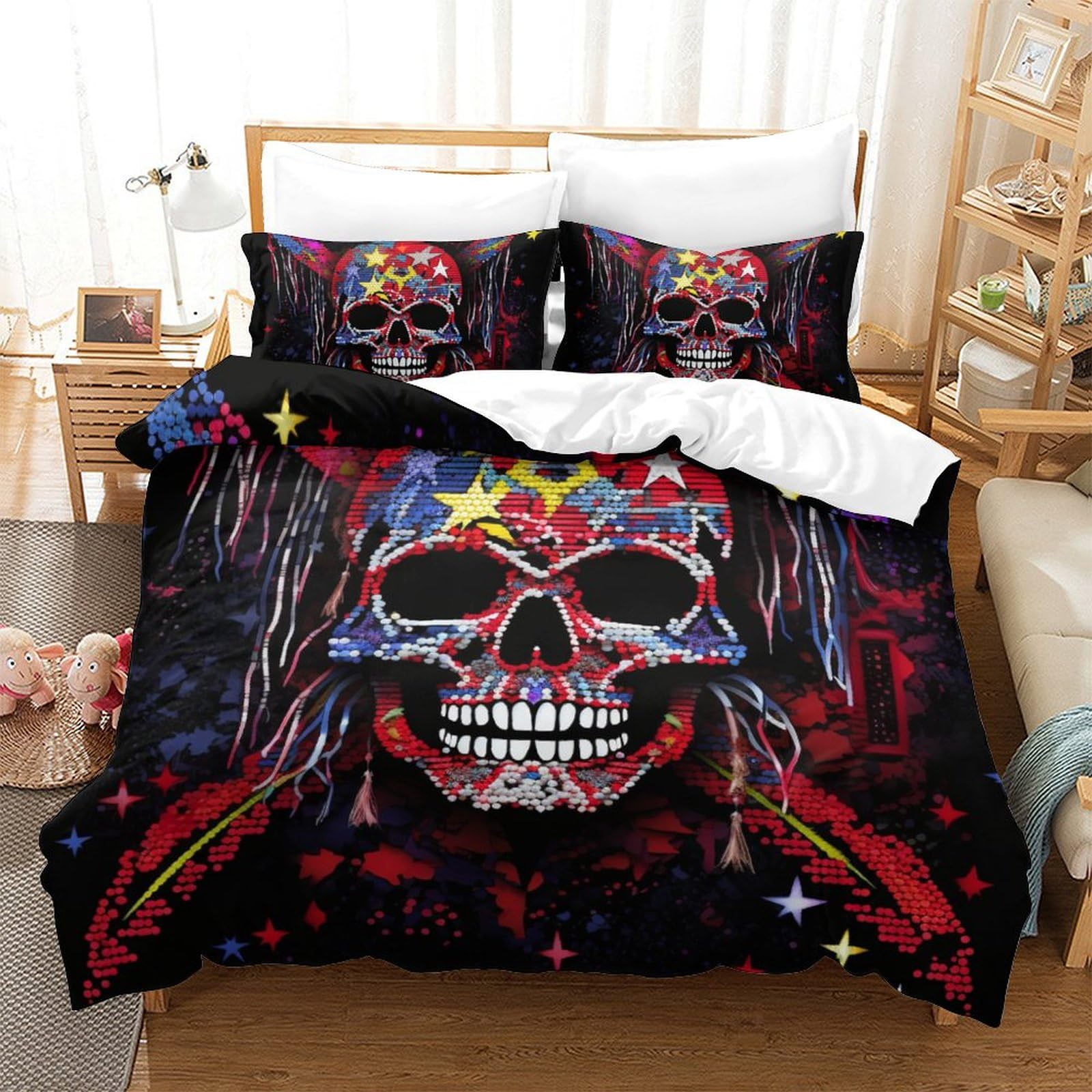 Housse couette haute qualité squelette chic ensemble de literie King 220x240cm