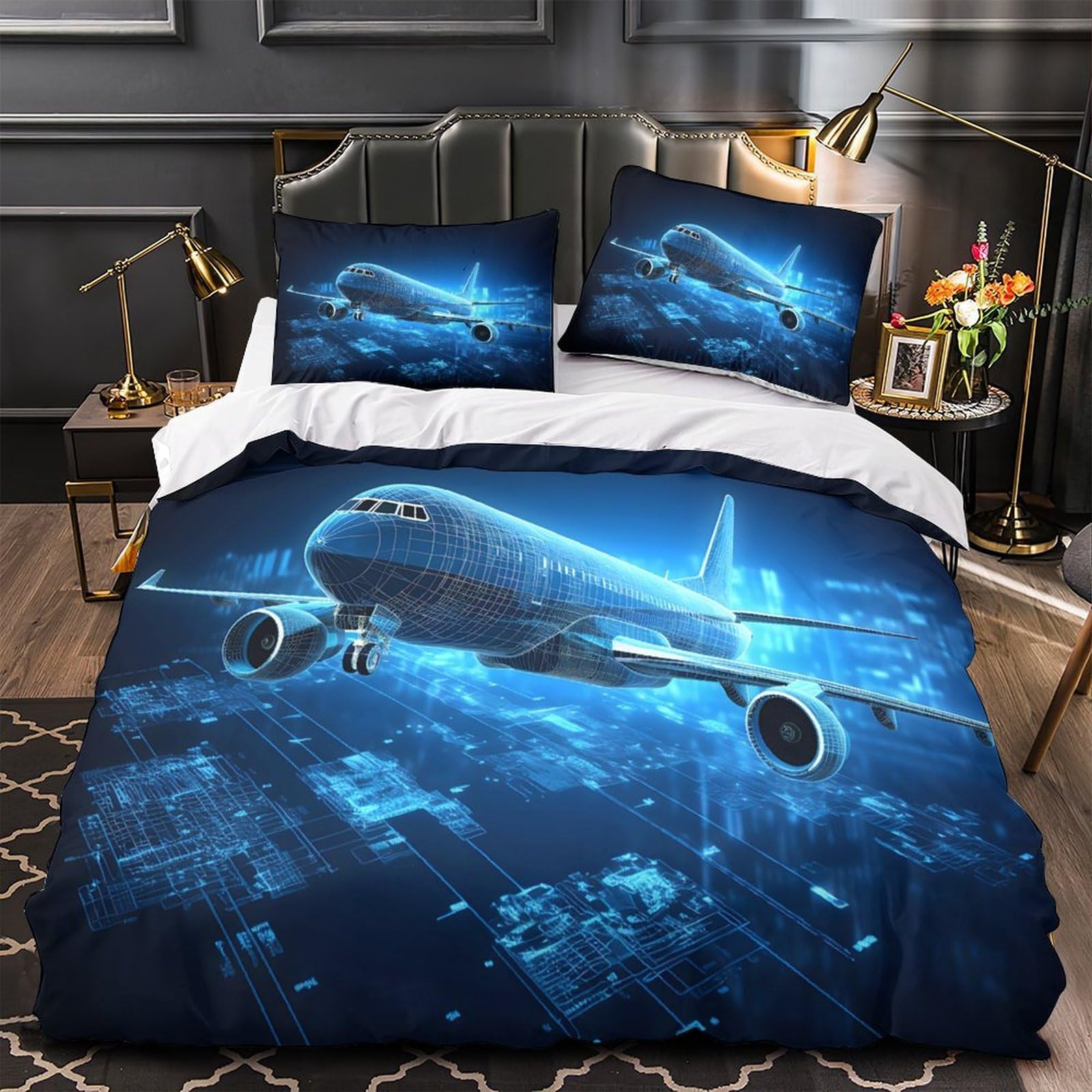 Avion numérique housse de couette 3D pour une chambre d'ado dynamique