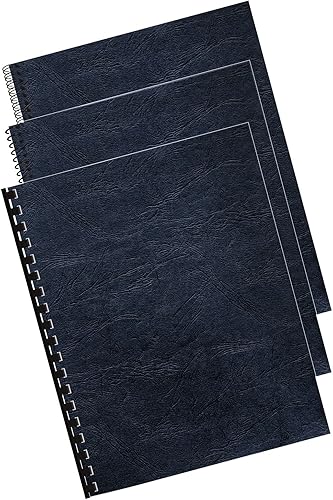 Miniatura 8 de Fellowes Tapas de encuadernación tamaño carta Expressions Grain paquete de 50 azul marino 52124