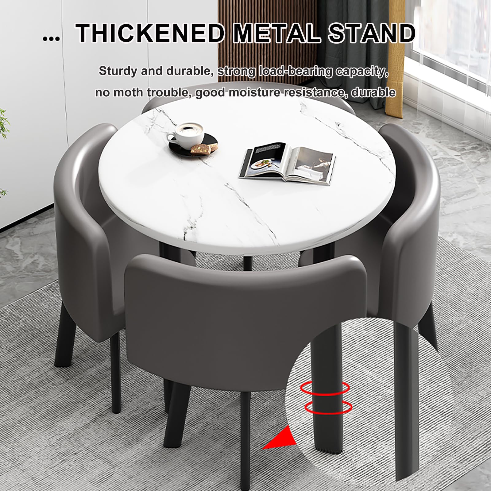 Bürotisch und Stuhl-Set, Business-Couchtisch, runder Büro-Empfangstisch, Büro-Konferenztisch, Business-Couchtisch-Set 90 cm E1
