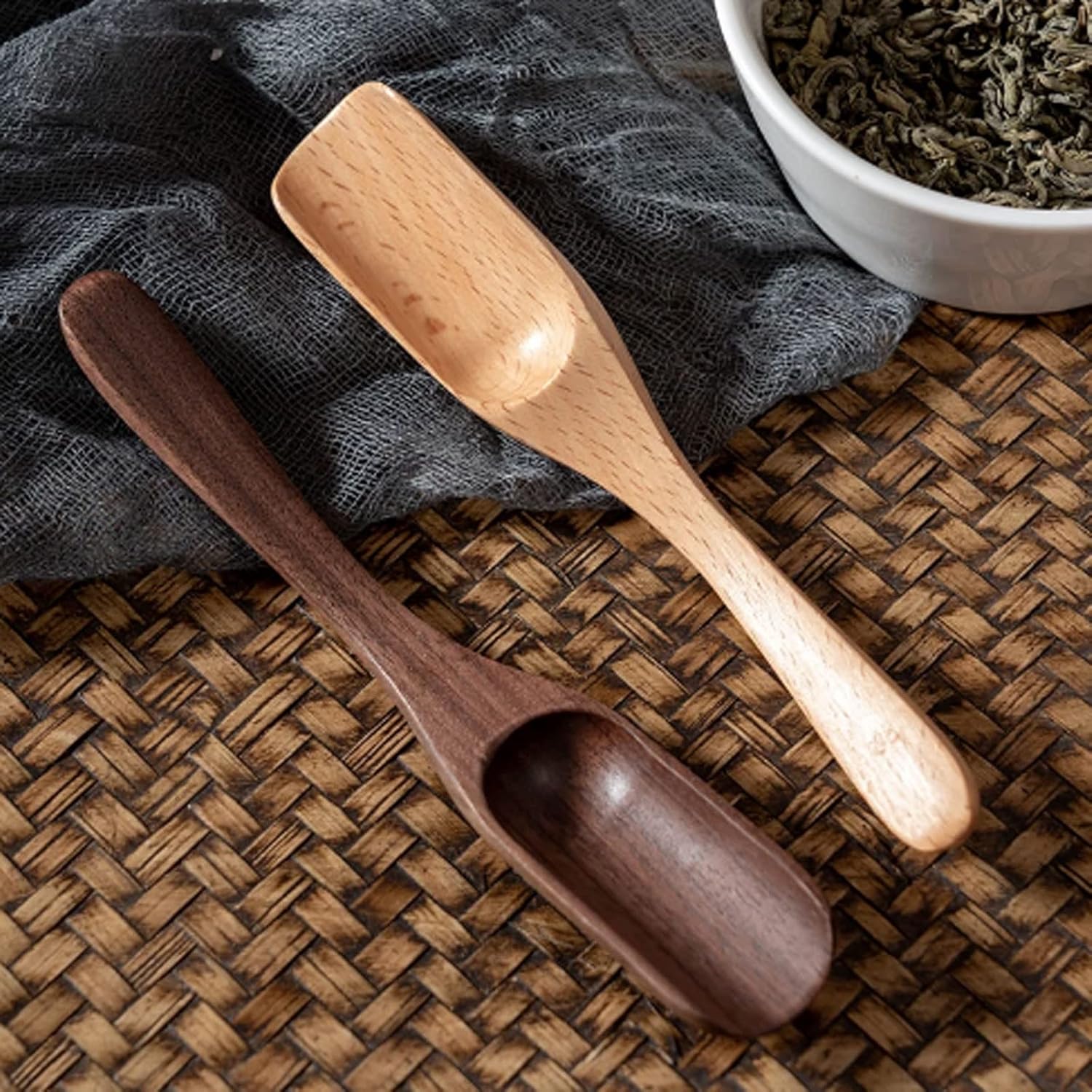 Spoons Spoon Retro Style Wood Tea Scoop Kung Fu Tea Spoon Scoop for Coffee Beans Sugar Powder Spoon Wooden Teaspoon Tea Accessories Spoon (Color : A)