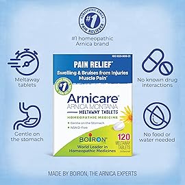 Boiron Arnicare Tablets for Pain Relief from Muscle Pain, Joint Soreness, Swelling from Injury or Bruises - 120 Count
