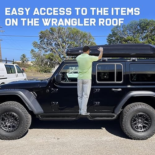 Miniatura 4 de Estribos compatibles con Jeep Wrangler JL 2018-2024 de 4 puertas. Estribos Wrangler JL barras escalones y barras Nerf de escalones laterales negros.