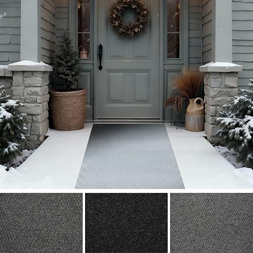 iCustomRug Hallway Runner Rug – 3x18ft Grey, Indoor/Outdoor, Non-Slip Rubber Backing, Low-Profile All-Weather Carpet, Non-Shedding & Easy Care, Entryway Mat Ideal for High Traffic Areas