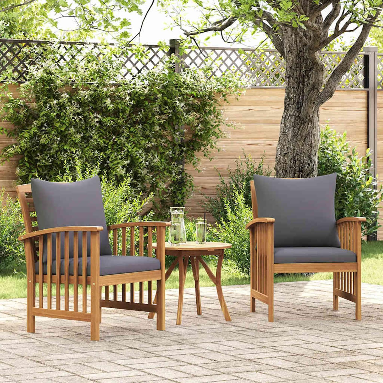 Tidyard Set 4 Pezzi Mobili Da Giardino In Legno Di Acacia – Divano Modulare 4 Posti Con Cuscini Crema – Angolari E Centrali – Per Esterni, Patio, Balcone – Resistente Agli Agenti Atmosferici