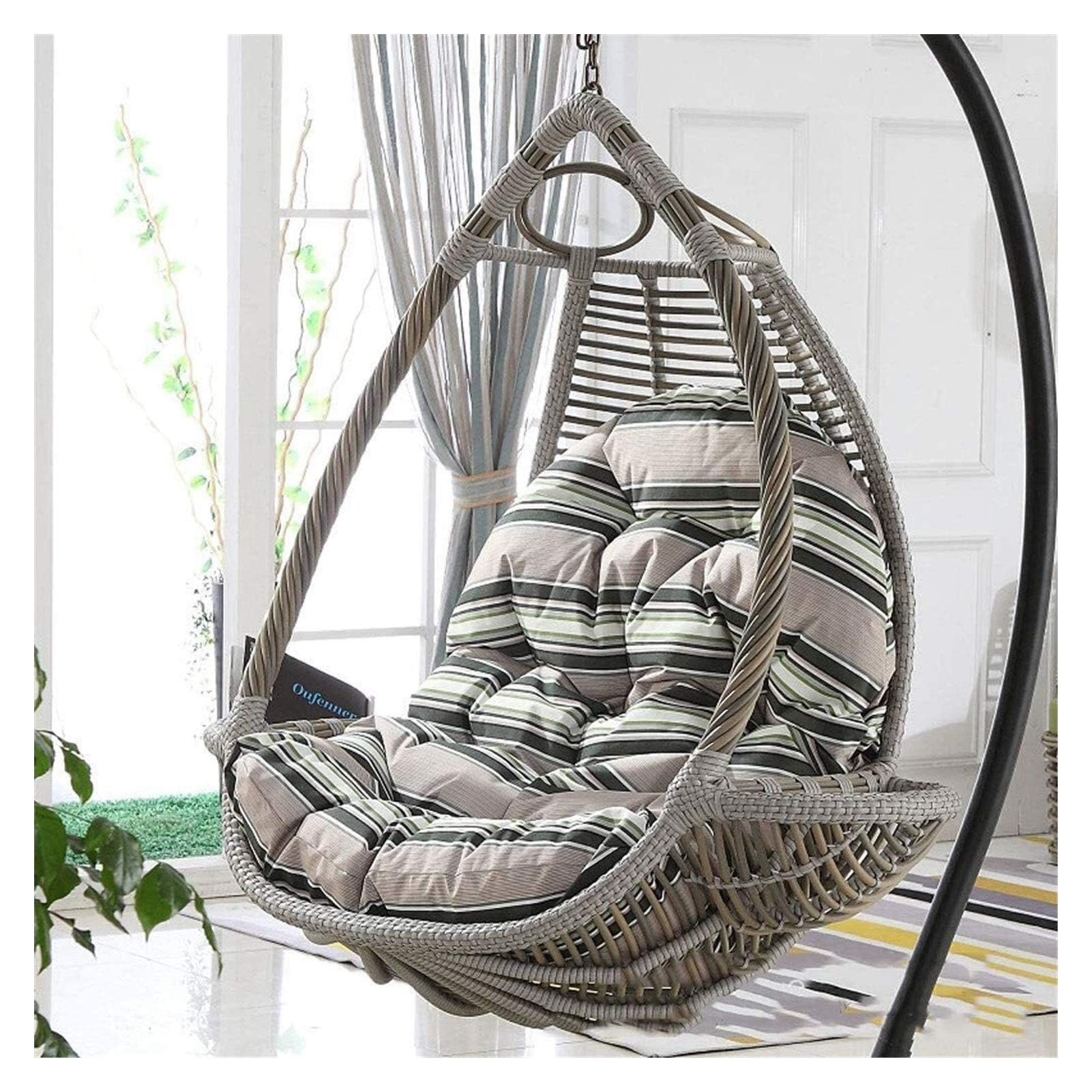 Cojín de silla colgante de ratán para jardín y patio, cojín en forma de huevo para silla de hamaca, para decoración de muebles de interior/exterior - Cojines para sillas colgantes (Solo se venden los