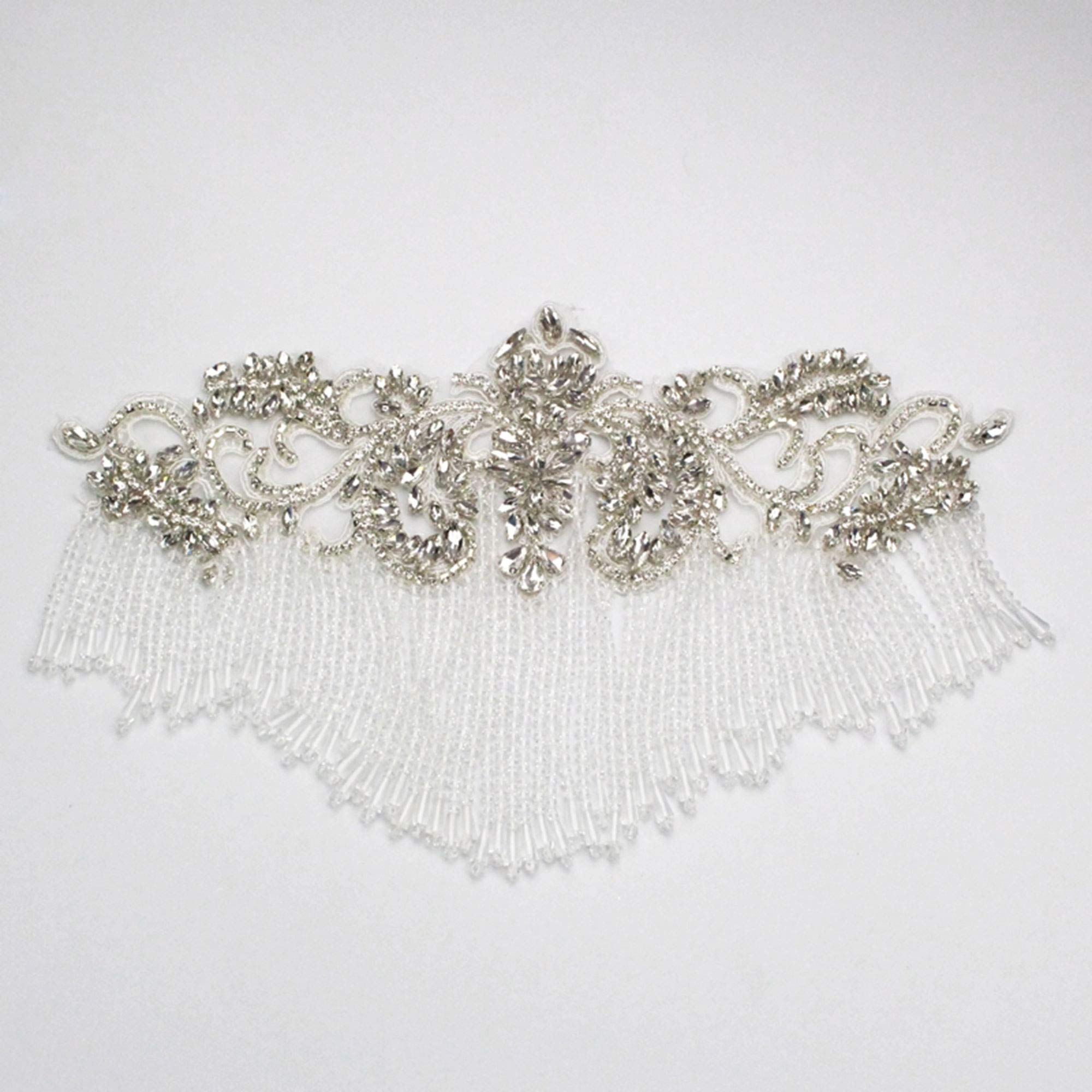 Abalorio de borla con cuentas de estrás para vestido de fiesta de graduación, borde de cristal, para vestidos de novia de playa, 1 unidad
