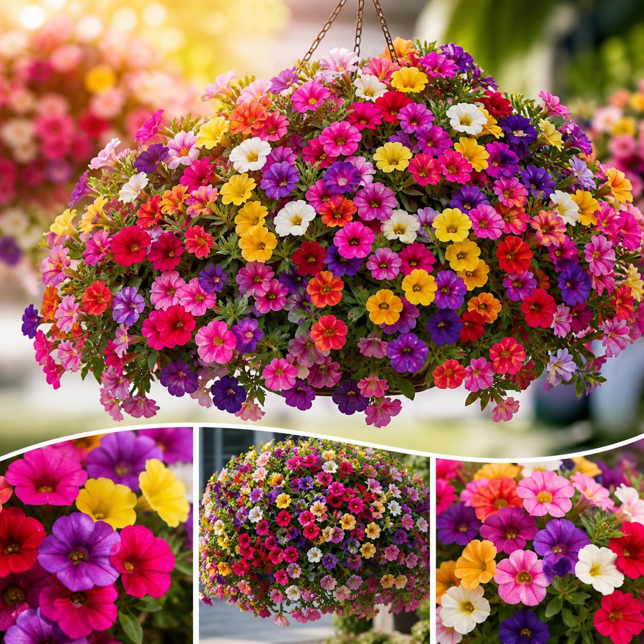 Trailing Mini Petunias 'Million Bells' Mixed Colours, 10.5cm Pots, Pack of 3