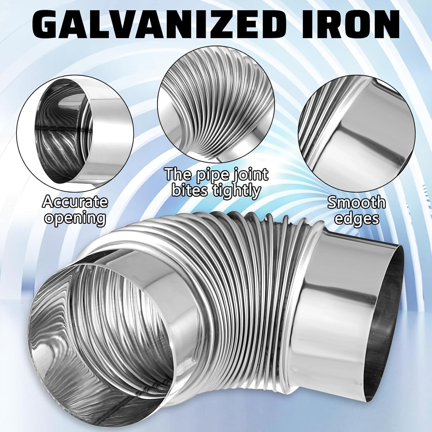4 Inch 90 Degree Galvanized Dryer Elbow Vent Tube Connector Dryer Vent Elbow Connector Dryer for 4" HVAC Duct Ducting Pipe Hose Ductwork (2 Pcs)