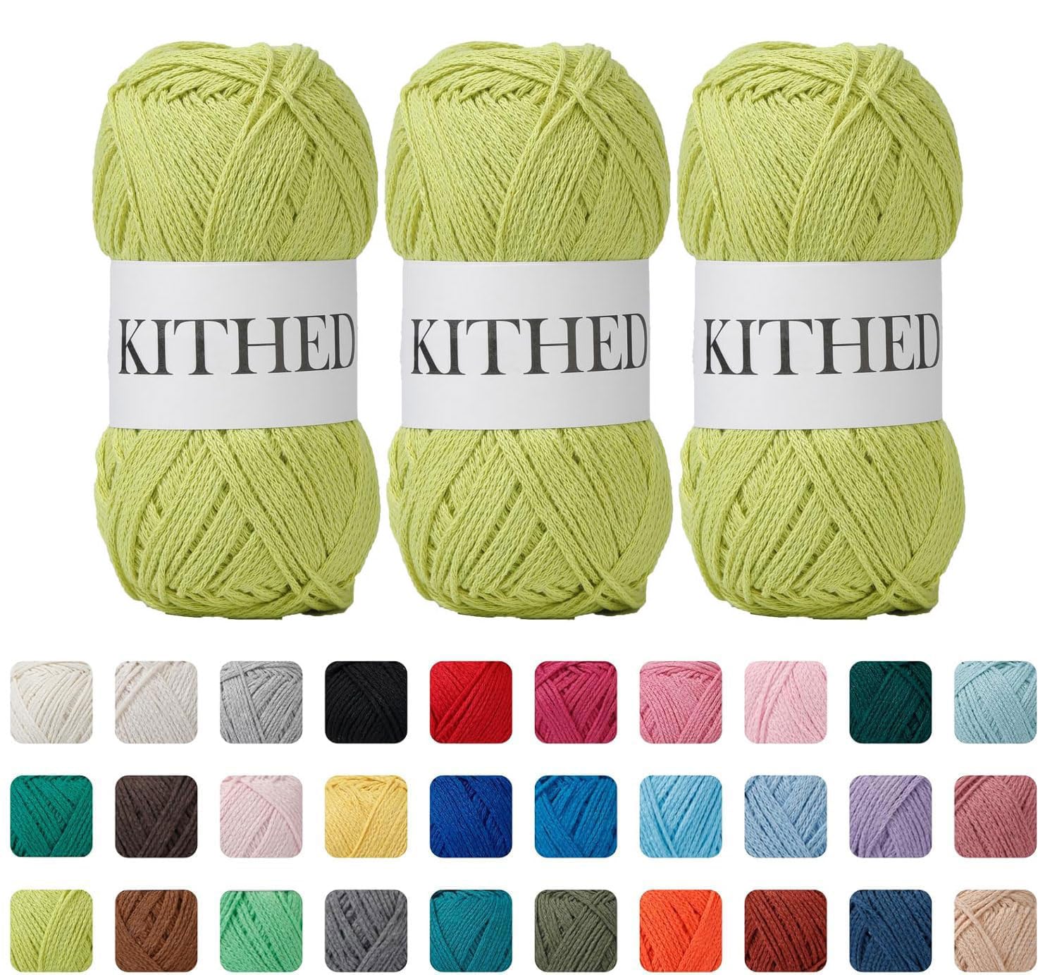 Cotton Yarn,10.5oz,526yard,3 Pack ,Soft Yarn for Crocheting and Knitting (32 Yellow Green)
