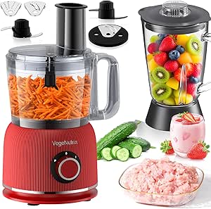 Food Processor and Blender Combo, 88 oz Food Chopper for Meat, Vegetable and Dough, 70 oz 600W Glass Jar Blender with 2 Speeds and Pulse for Smoothie, Nutrient Extractions, and More