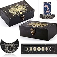 Vista 2 de Juexica Tarot Tarot Tarot soporte de madera para tarjetas de lugar, juego de caja de tarot, accesorios de lectura, exhibición para herramientas