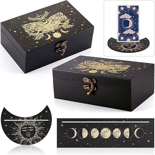 Miniatura 2 de Juexica Tarot Tarot Tarot soporte de madera para tarjetas de lugar, juego de caja de tarot, accesorios de lectura, exhibición para herramientas de