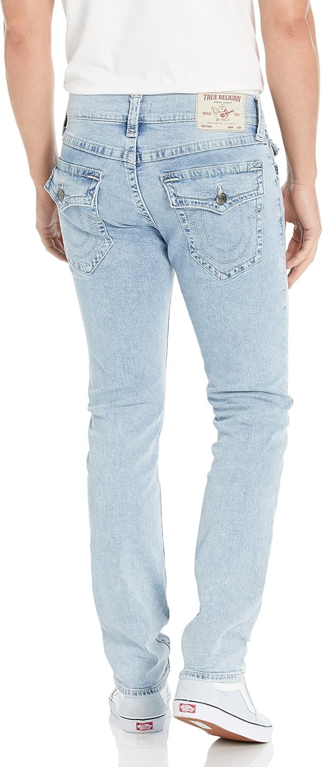 True Religion Mens Rocco Single Needle Skinny Fit Jean with Flap