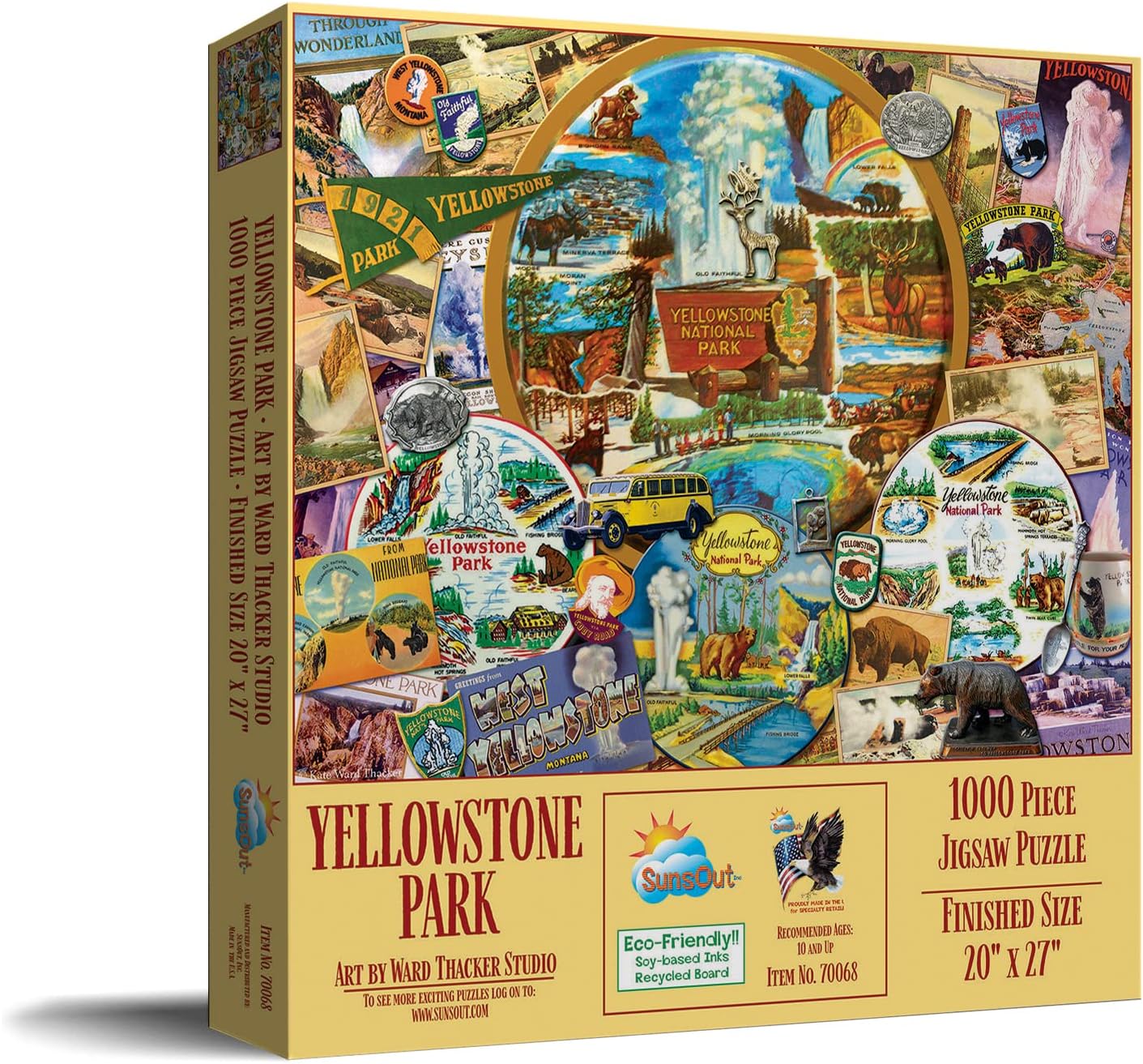 SUNSOUT INC - Yellowstone Park - 1000 pc Jigsaw Puzzle by Artist: Kate Ward Thacker - Finished Size 20" x 27" - MPN# 70068