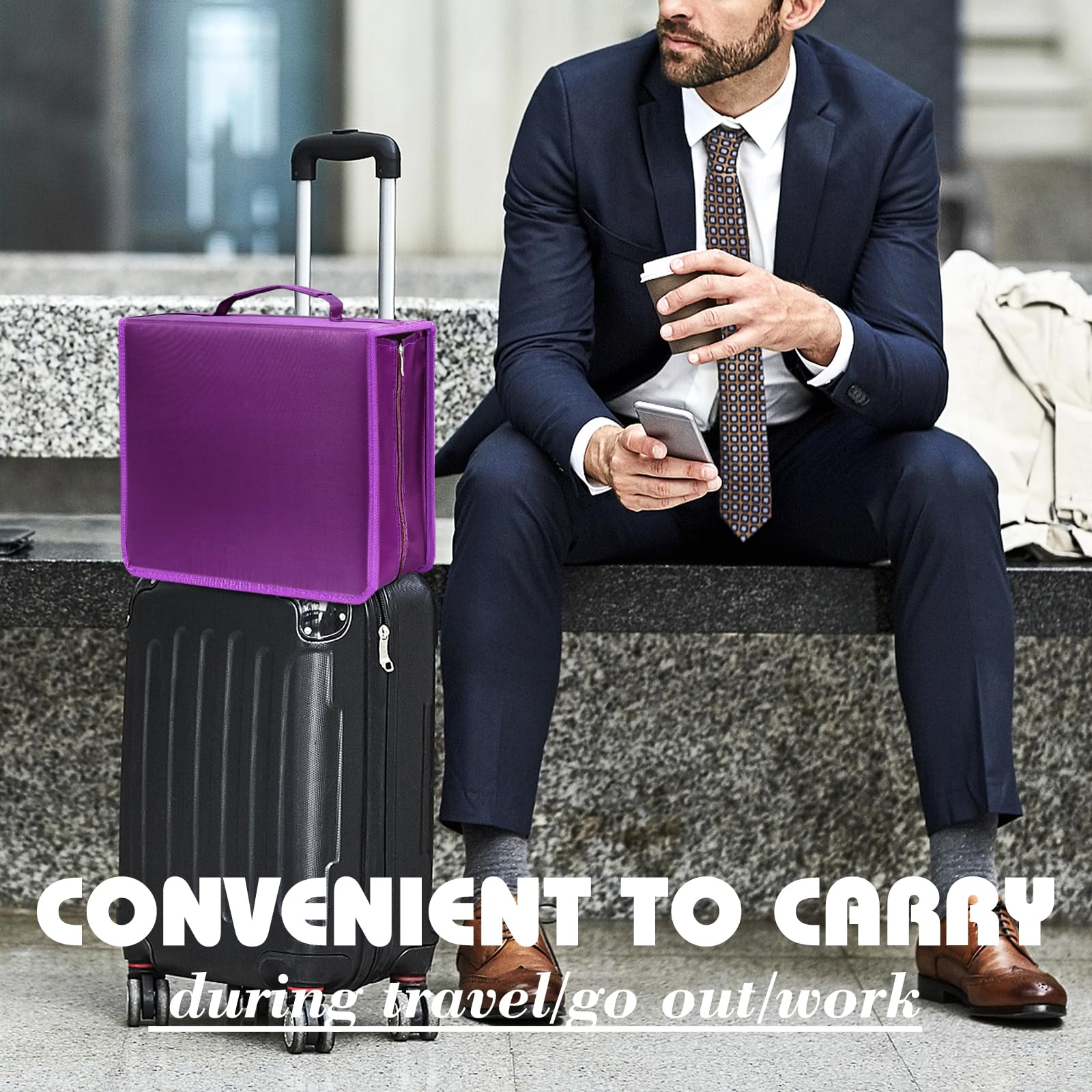 Custodia per CD, capacità 384, porta CD/DVD, organizer a portafoglio, portatile, per casa e viaggi (viola)