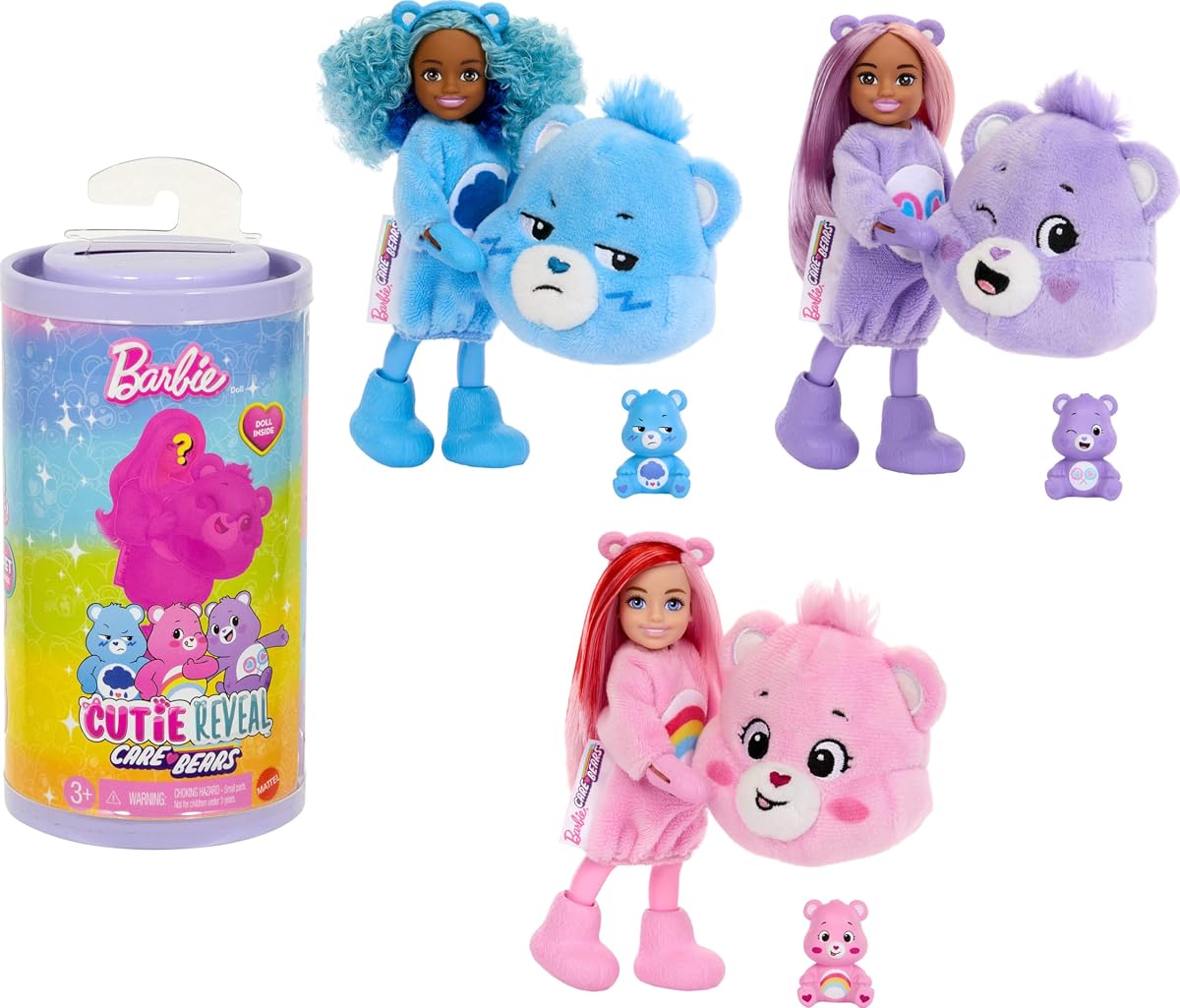 Cutie Reveal Chelsea Doll & Accessories, Care Bears Series, Small Doll with Costume & 6 Surprises (Styles May Vary)