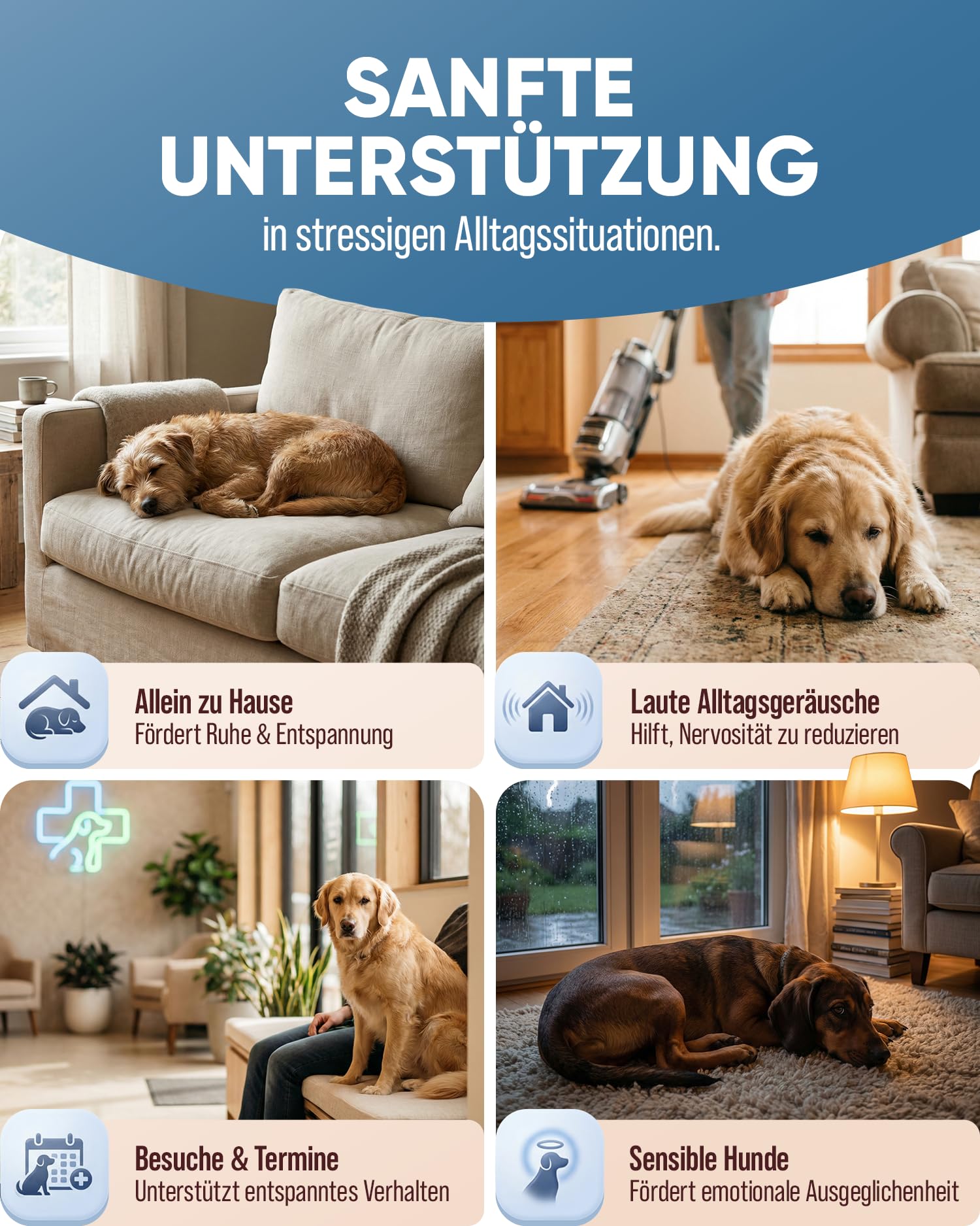 Tierkraft Beruhigungstabletten für Hunde, 100 Stück, Made in Germany | Silvester, Gewitter, Autofahrt & Tierarzt · mit Baldrian, Johanniskraut, Hefe, natürliche Kräuter hohe Akzeptanz