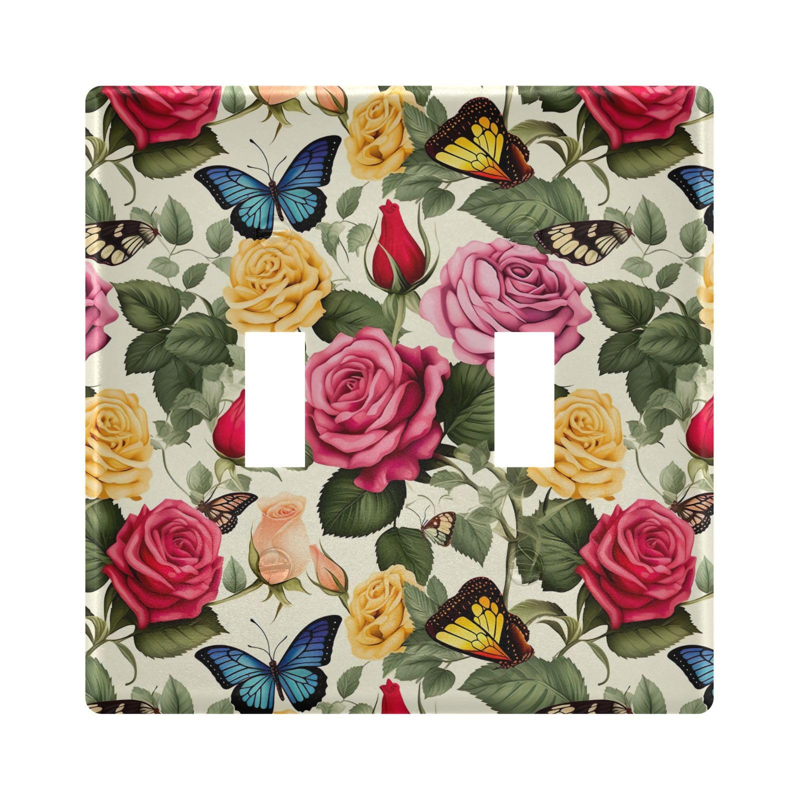 UMIRIKO Butterfly Rose Floewr Spring Light Switch Cover Plate Covers Decorative Double Toggle Home Decor 202b3291