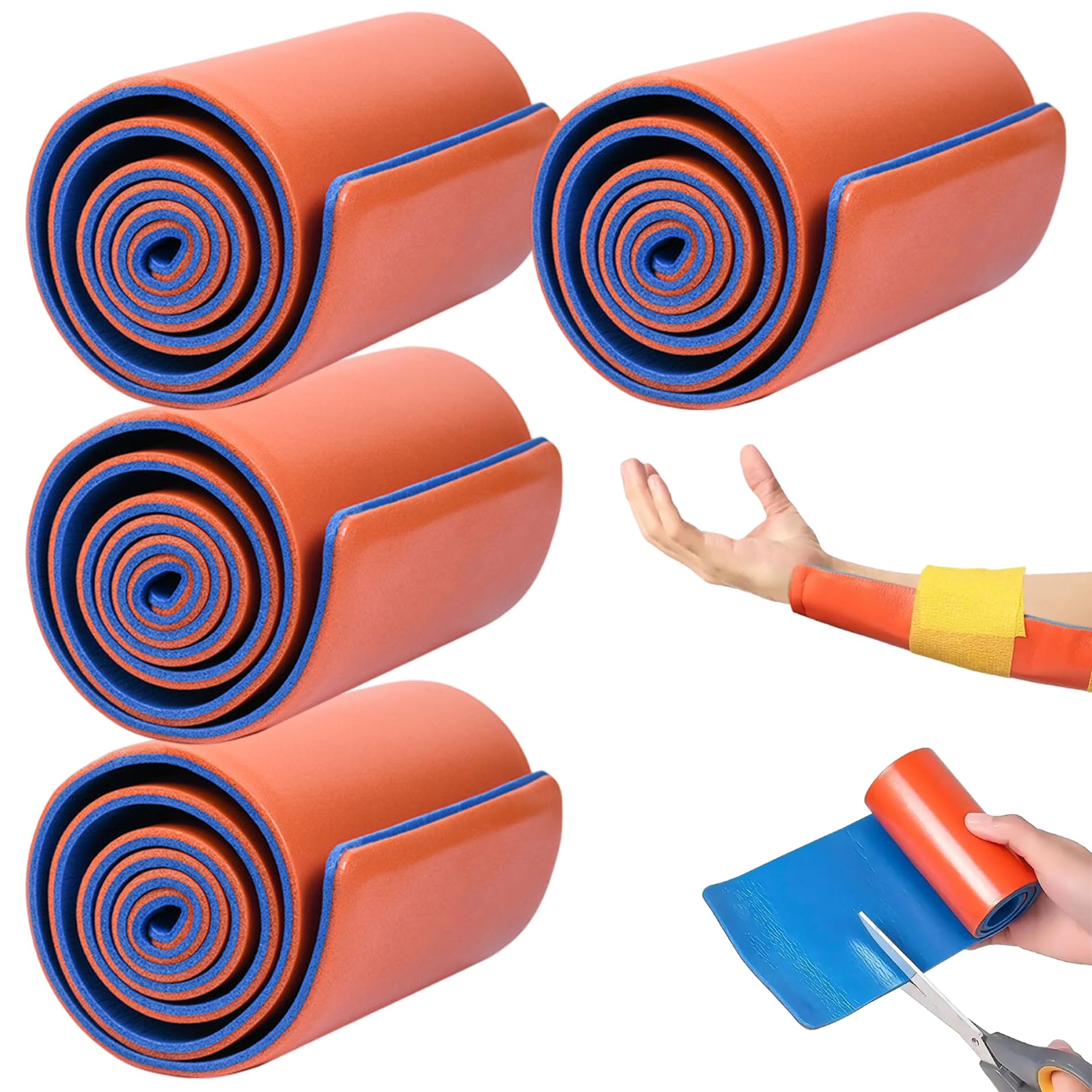Lot de 4 attelles de premiers secours 10, 9 x 46, 7 cm pour combat médical d'urgence plaque en aluminium intégrée pour usage médical sportif domestique et premiers secours.