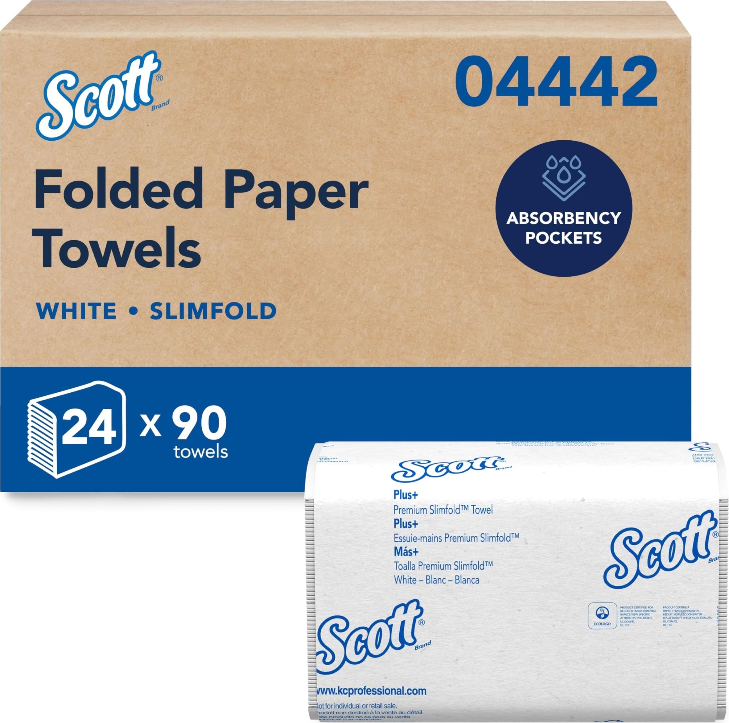 Slimfold Paper Towels by Scott Professional – 90 Count (Pack of 24), Bamboo, White, Pack of 2160, Model KCC04442