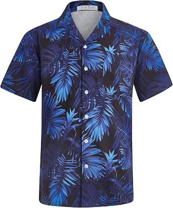 Chemise D'été Pour Homme à Motif Bateaux - Manches Courtes En Polyester, Couleur Bleu | Idéale Pour La Plage Et Les Vacances - 2