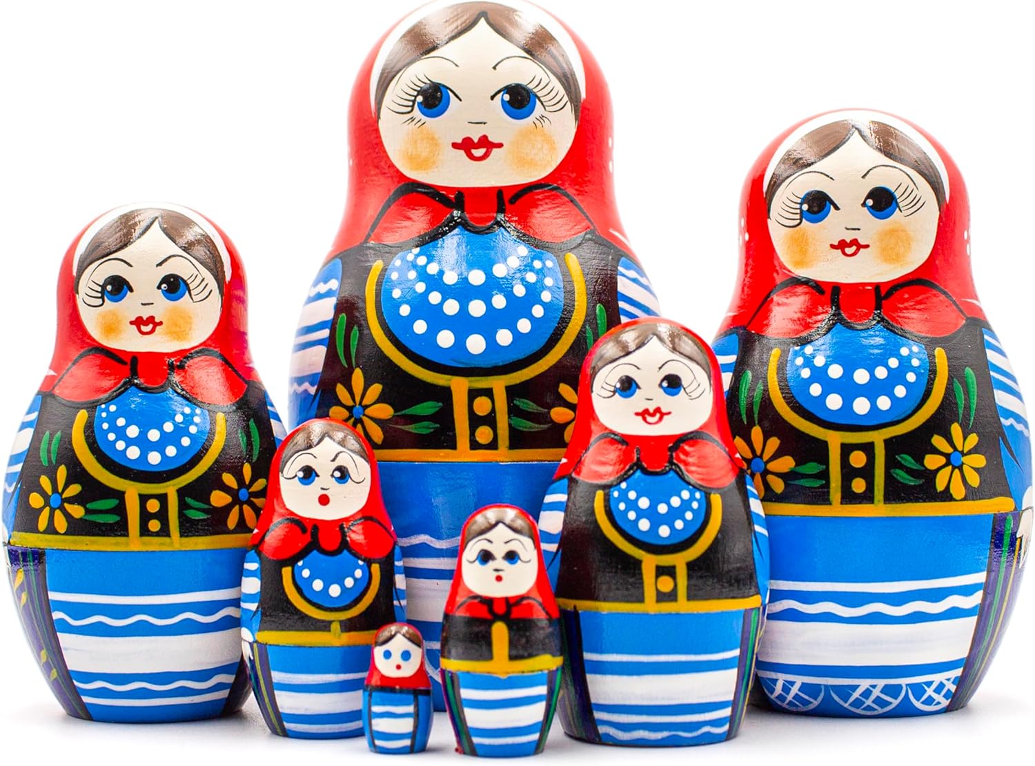 Nesting Dolls Set of 7 pcs - Matryoshka Dolls in Polish Costumes with Ornaments Made in Poland - Baboushka Nesting Dolls in Women Polish Dress - Russian Dolls
