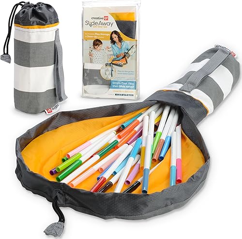 Miniatura 8 de Creative QT Mini bolsa de almacenamiento de juguetes SlideAway y tapete de juego, estampado de dinosaurio pequeño, organizador de juguetes de viaje