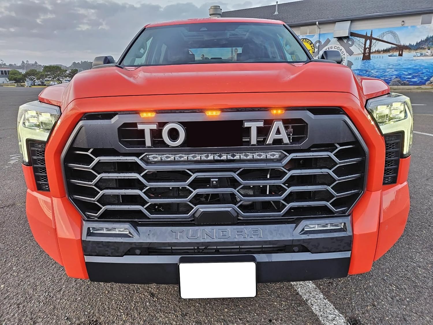 iJDMTOY 3pc Black-Out Smoked Lens Amber Yellow 9-LED Front Upper Grille or Side Markers Clearance Light Kit Compatible With Toyota 2022-up Tundra, 2023-up Sequoia TRD Pro ONLY
