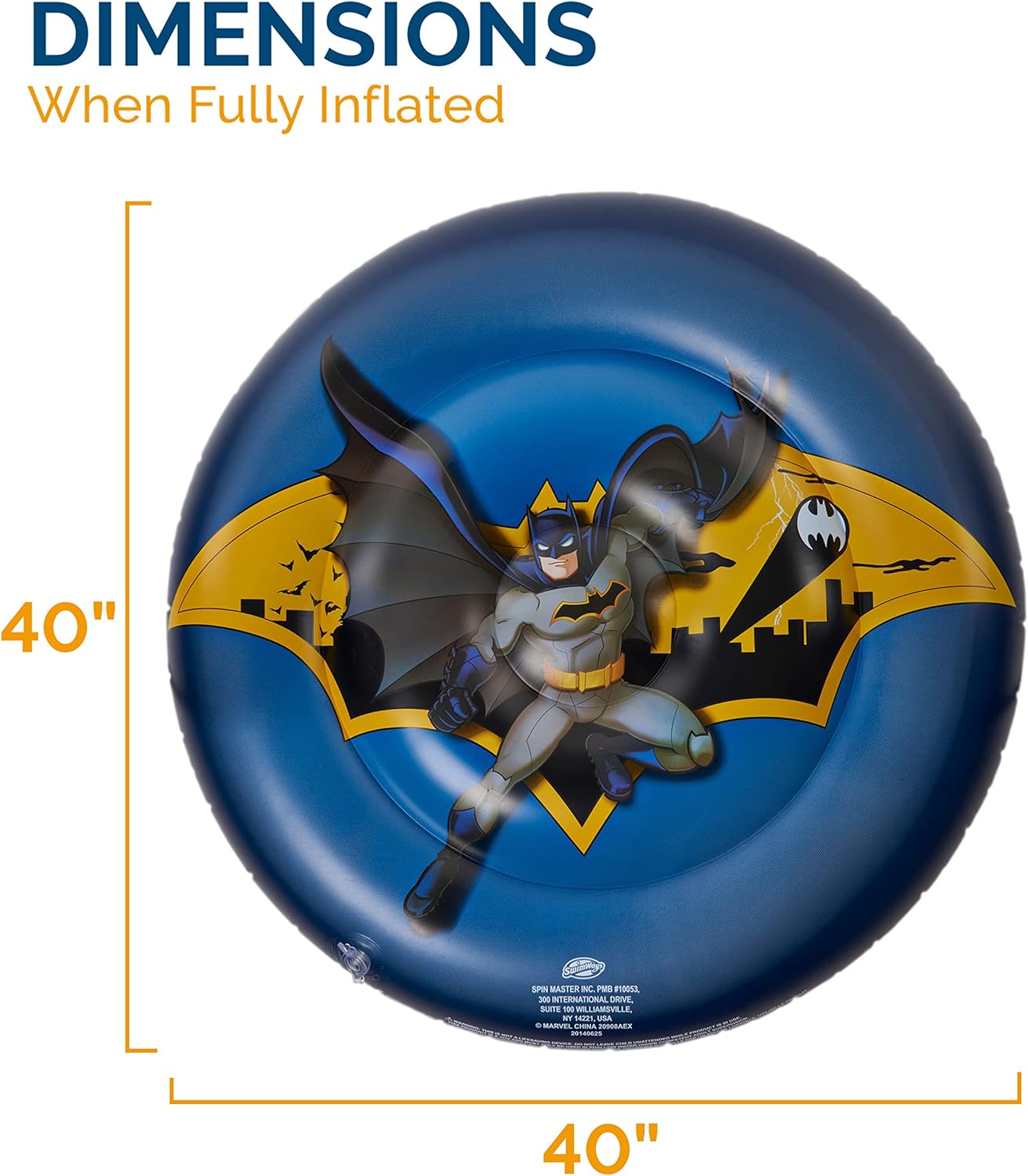 Swimways DC Batman Reversible Boat, Inflatable Pool Floats & Kids Pool Toys, Swimming Pool Accessories & Beach Essentials for Kids Aged 5 & Up