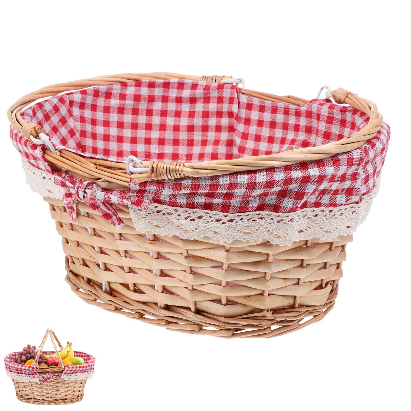 Panier pique-nique doublure à carreaux pour déjeuners au jardin