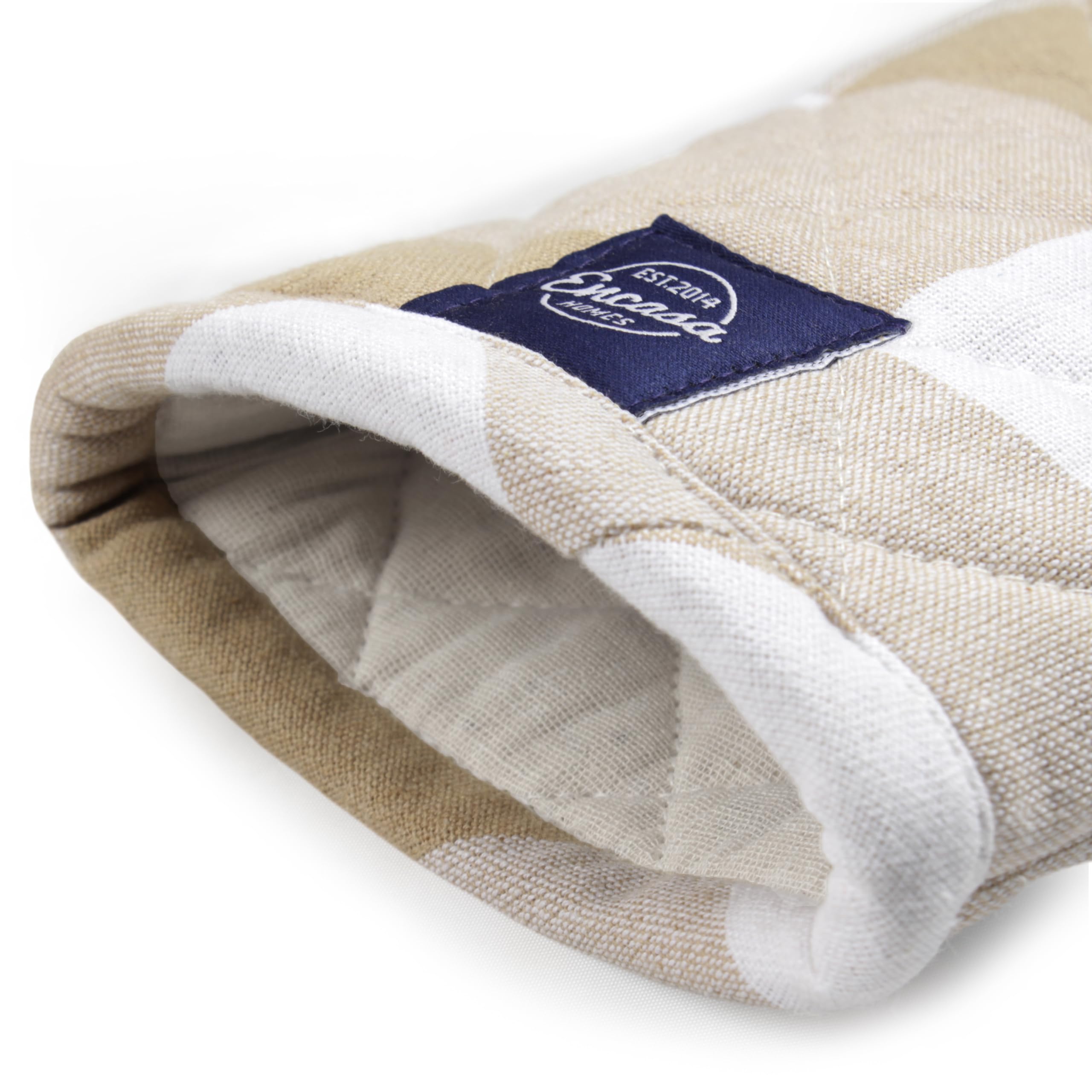 Encasa XO Long 18x30 cm Forno Microwave guanti guanti guanti da forno (2 pz set) per cucina cucina e cottura - Resistente al calore, spessa e sicura - Controlli di bufalo beige