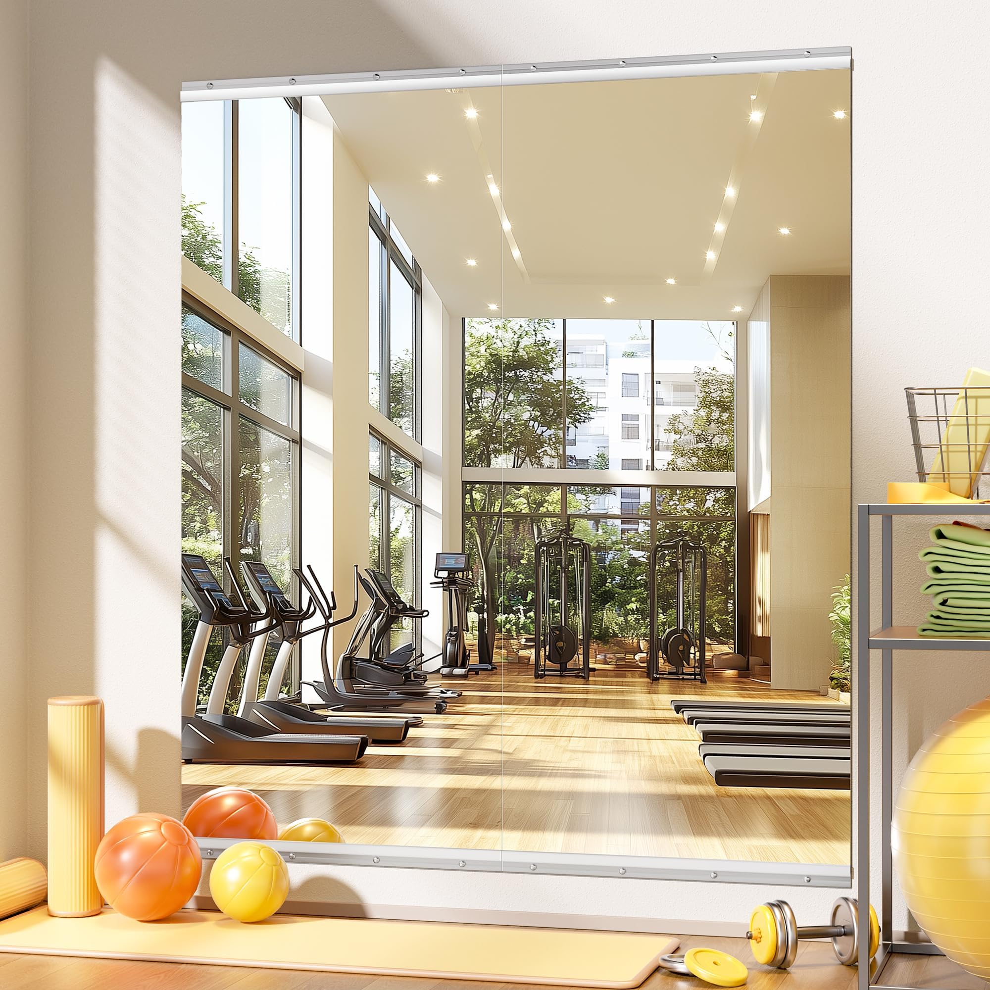 Ganzkörperspiegel 180x80cm 2 Stück, Spiegel Fitnessraum Groß, Wandspiegel Tanzspiegel, Gehärtetes Glas für Garage, Fitnessstudio, Haus Yoga