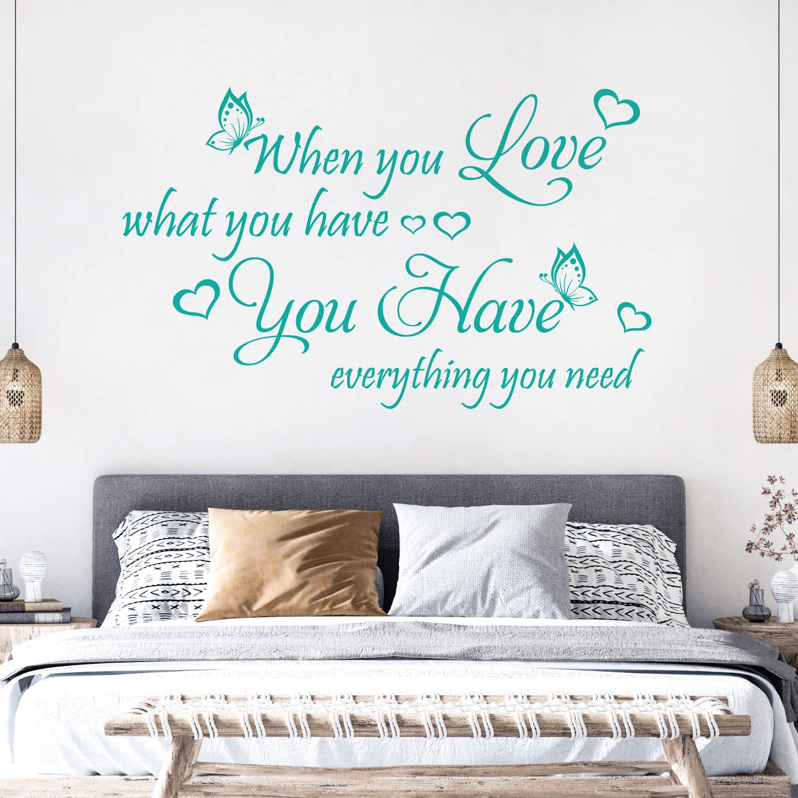 When You Love What You Have, You Have Everything ... - Quote Decal Wall Sticker [XLarge] [Turquoise]