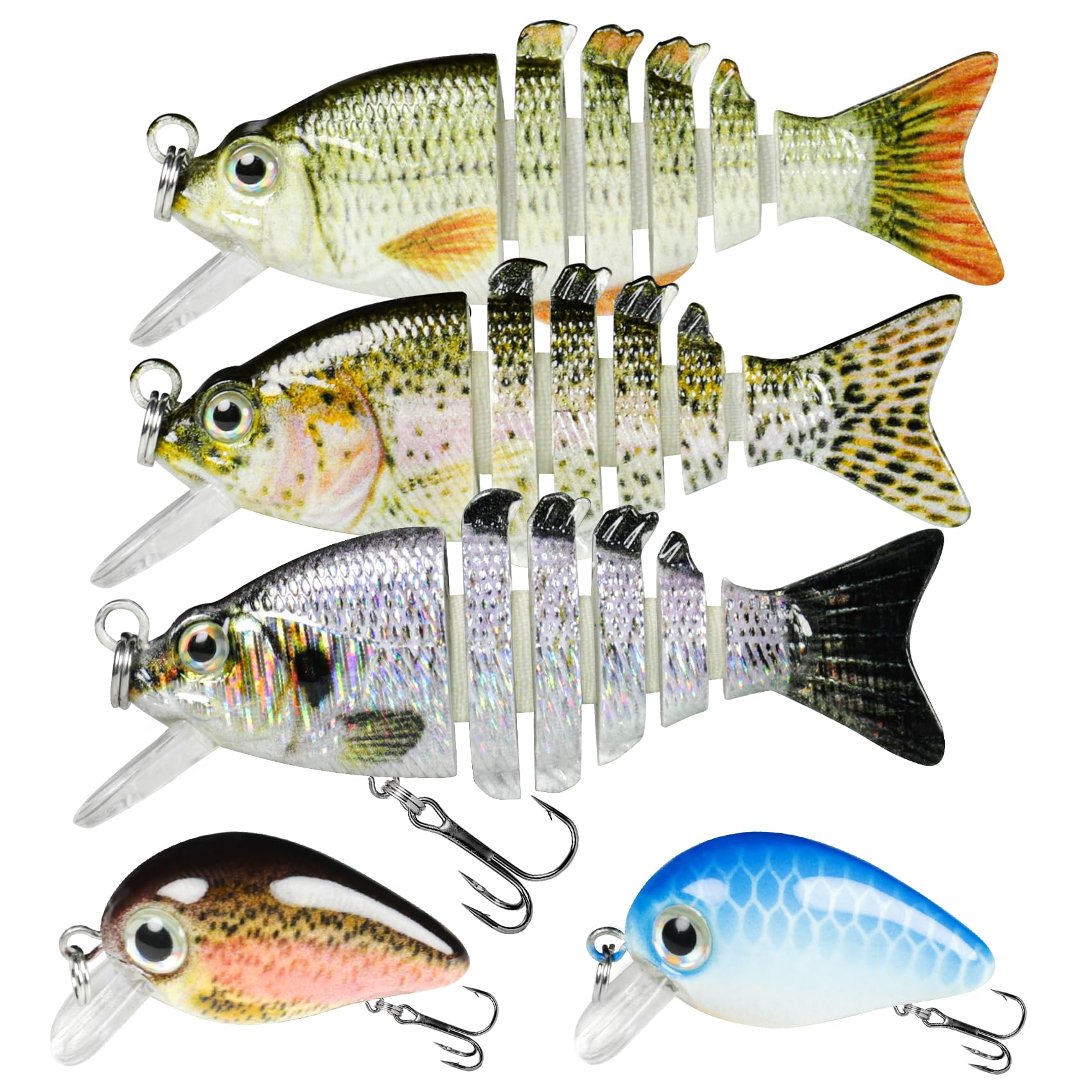 GOTOUR Fishing Lures for Freshwater or Saltwater, Easy to Use for Family Fishing Beginner and Pros, Most Lifelike Jointed Swimbait，Slow Sinking Bass Pike Panfish Walleye Lures, Fishing Gifts for Men