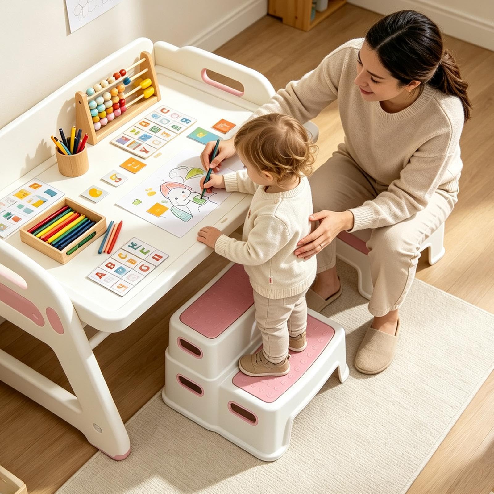 Banco de inodoro para pies con revestimiento antideslizante, soporte para posición en cuclillas, escaleras | Taburete de baño desmontable para niños, adultos, familia, ancianos, ducha, tocador, mesita de noche