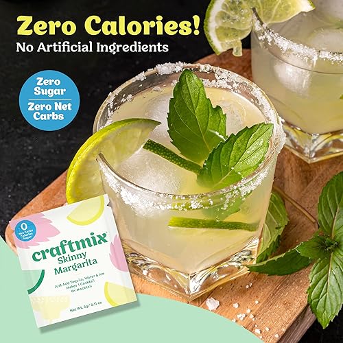 Miniatura 5 de Craftmix Skinny Margarita - Mezcladores de cóctel para preparar 12 bebidas, cero azúcar, cero carbohidratos netos, cero calorías, mezcladores de