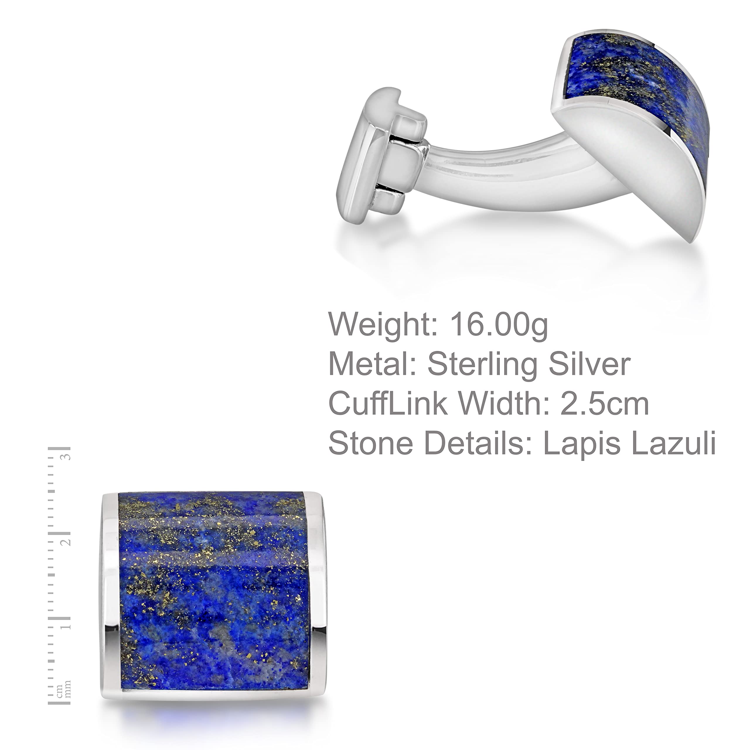 Boutons de Manchette Carrés en Lapis Lazuli et Argent Sterling pour Homme
