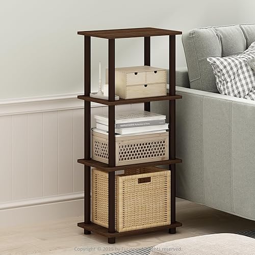 Furinno Turn-N-Tube - Mesa auxiliar de 3 niveles, mesa auxiliar, nogalmarrón