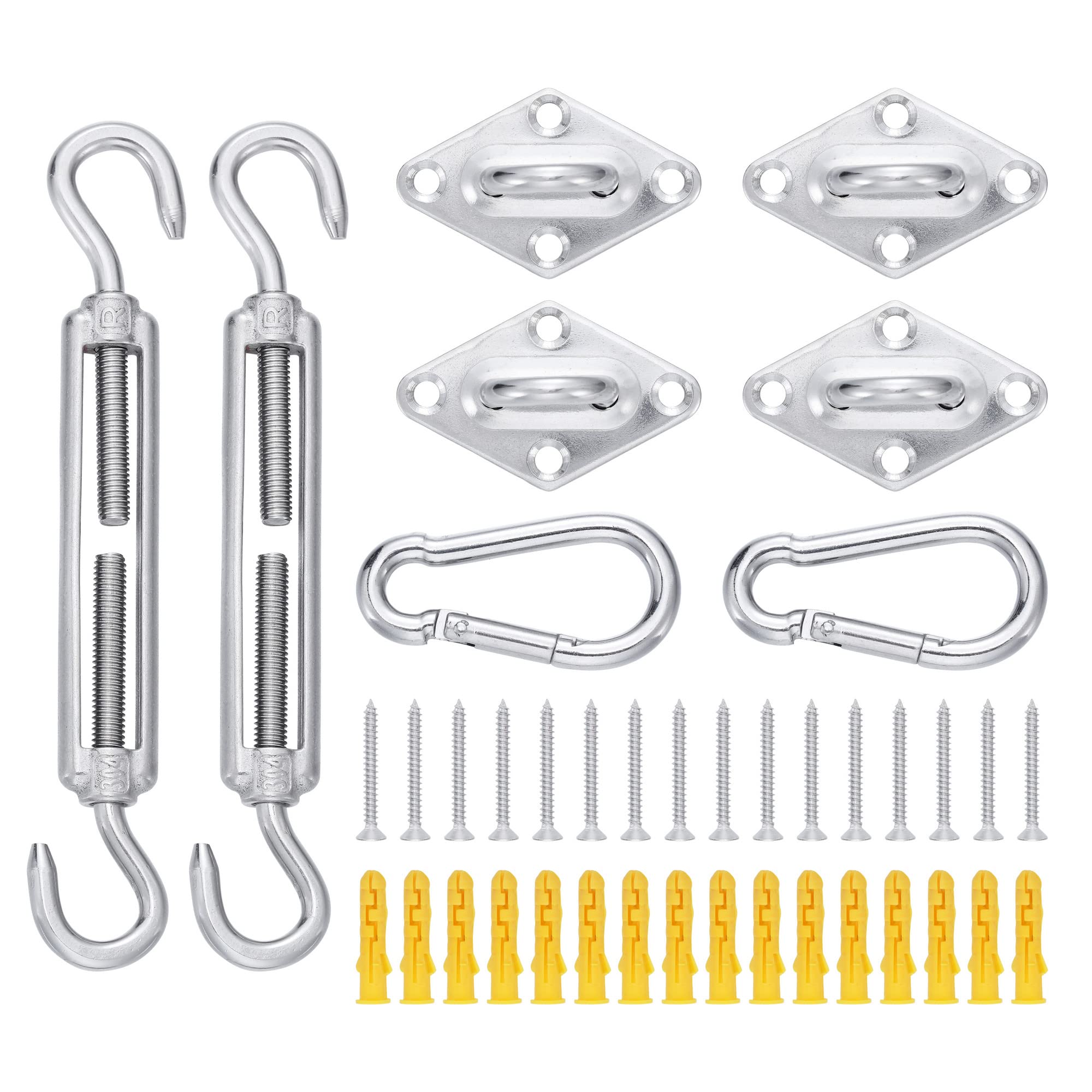 Sun Shade Hardware Kit, ACBungji 40 Packs Sun Shade Sail Hardware Kit for Triangle Rectangular Square Canopy, Heavy Duty Anti-Rust 304SS Sun Shade Sail Accessories for Outdoor Garden Patios 5 Inch